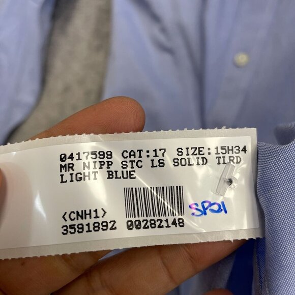 NEW Lands' End Men's 15.5 Light Blue Supima Cotton Tailored Fit Dress Shirt - Picture 7 of 9